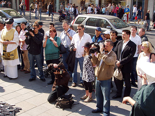 Requiem za mobilní telefony na Mariahilfer Straße ve Vídni